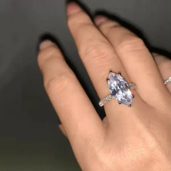 3.8ct Marquise Cut White Sapphire Paved Engagement Ring