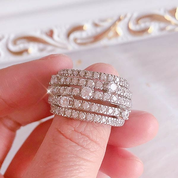 Handmade Five Line 925 Sterling Silver Women's Band