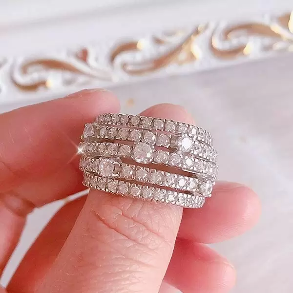 Handmade Five Line 925 Sterling Silver Women's Band