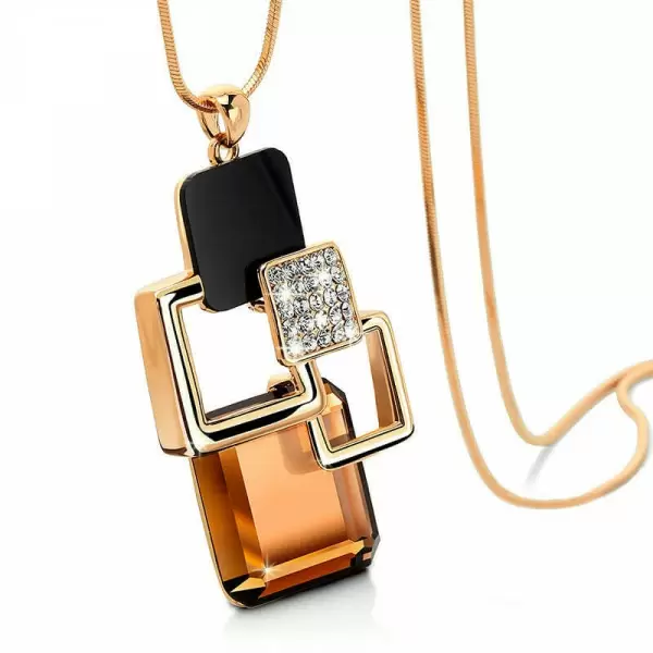 Geometric Square Pendant Lab-created Gemstone Necklace