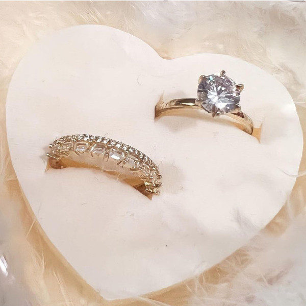 2ct Round Cut Under Halo 2pcs Bridal Set in Gold