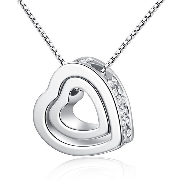 Double Heart Alloy Necklace