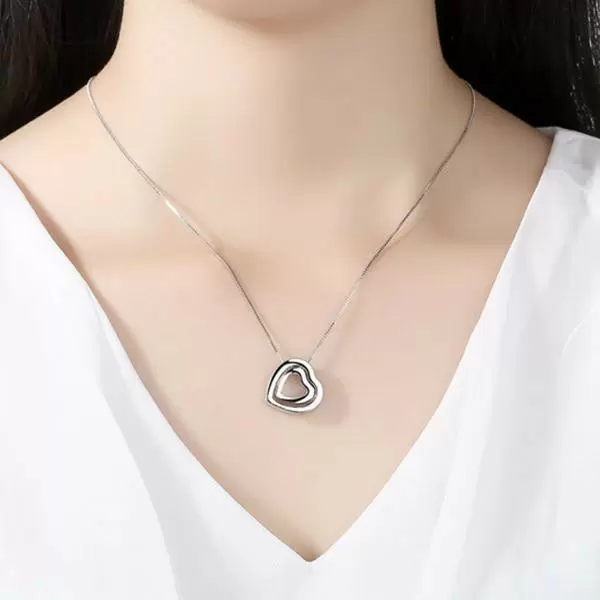 Double Heart Alloy Necklace