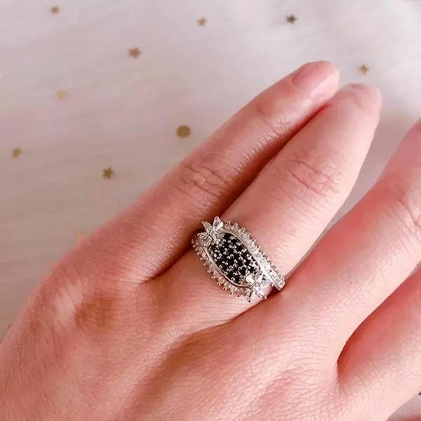 Handmade Midnight Black 925 Sterling Silver Women's Band