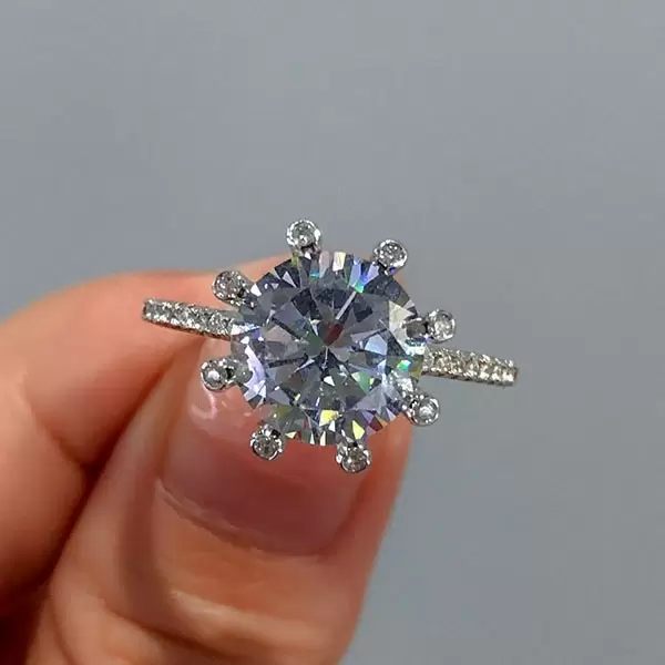 Round Cut White Sapphire Engagement Ring