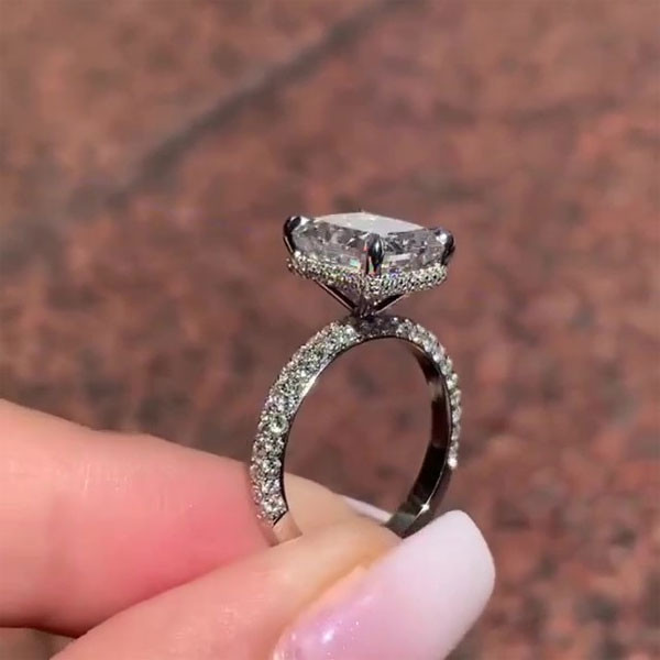 3.5ct Radiant Cut White Sapphire Engagement Ring
