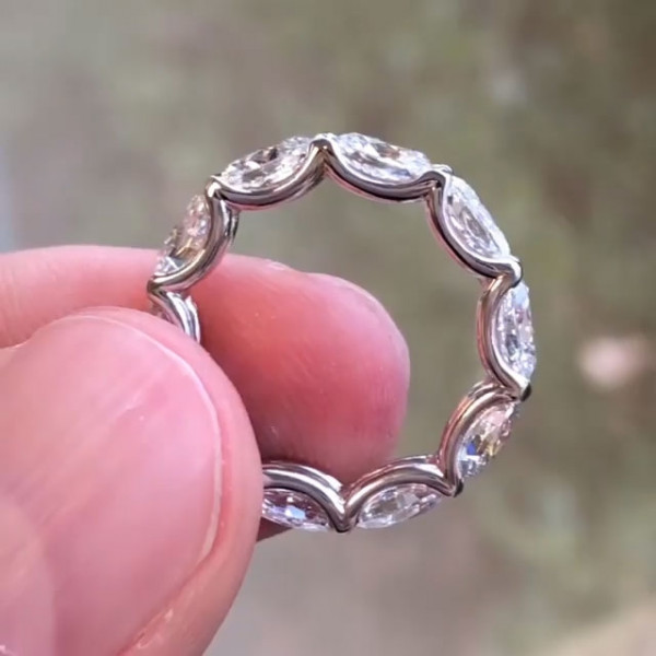 Oval cut White Sapphire Dainty Eternity Ring