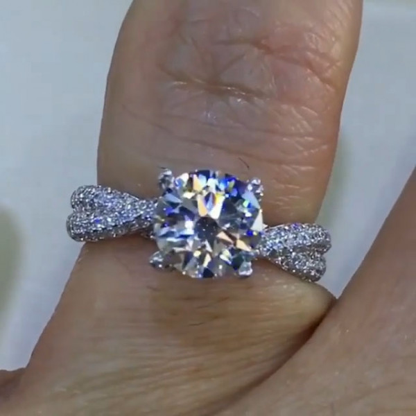 1.5ct Round Cut White Sapphire Twist Engagement Ring