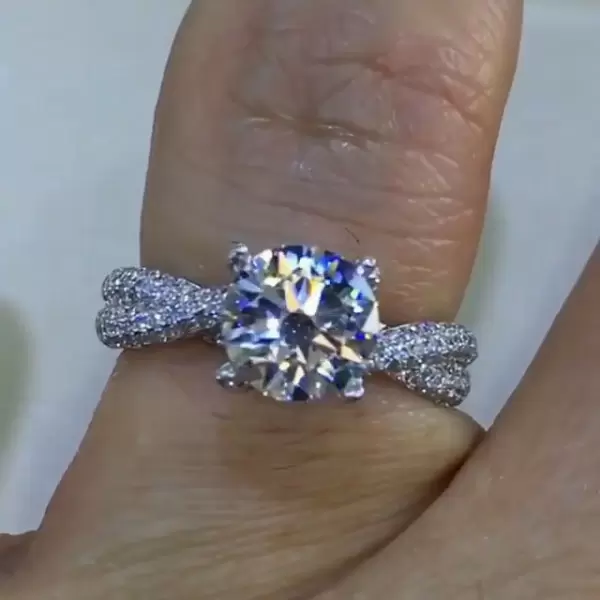 1.5ct Round Cut White Sapphire Twist Engagement Ring