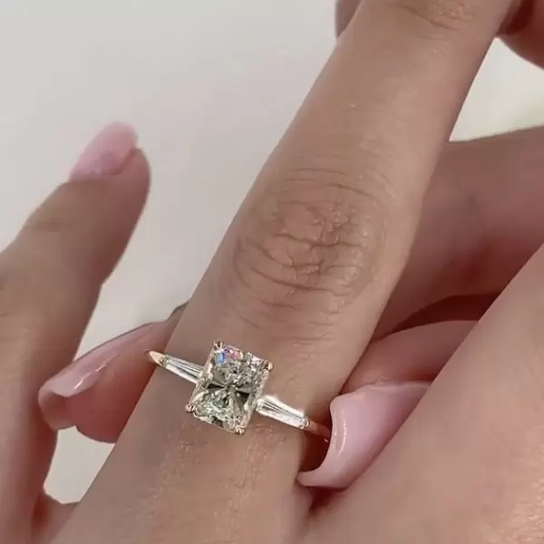 4ct Three-stone Radiant Cut Engagement Ring in Gold
