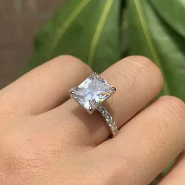 Radiant Cut White Sapphire Engagement Ring for Women SayaBling