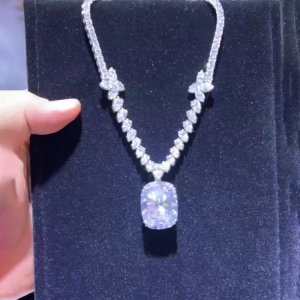 16ct Cushion Cut White Sapphire Pendant Necklace