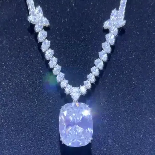 16ct Cushion Cut White Sapphire Pendant Necklace