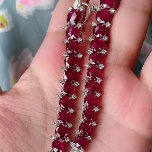 21ctw Round Cut Ruby Fringe Statement Earrings