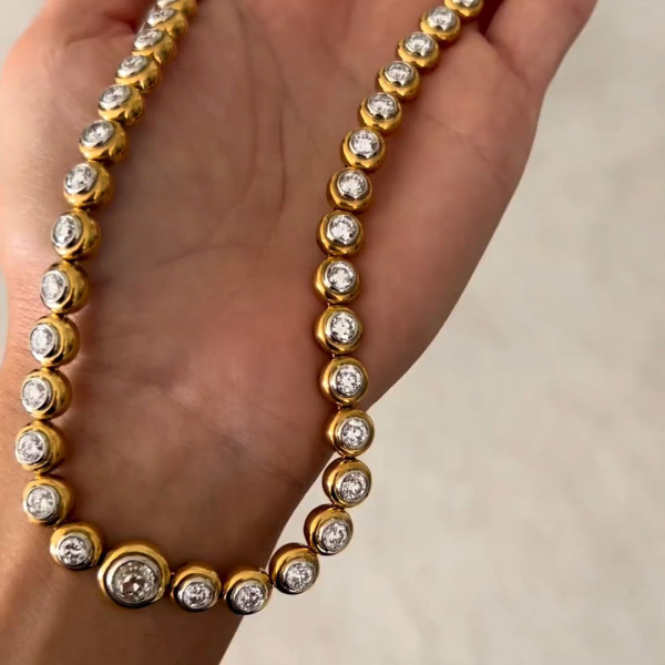 15ctw Bezel Set White Sapphire Modern Statement Necklace