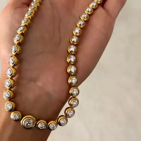 15ctw Bezel Set White Sapphire Modern Statement Necklace