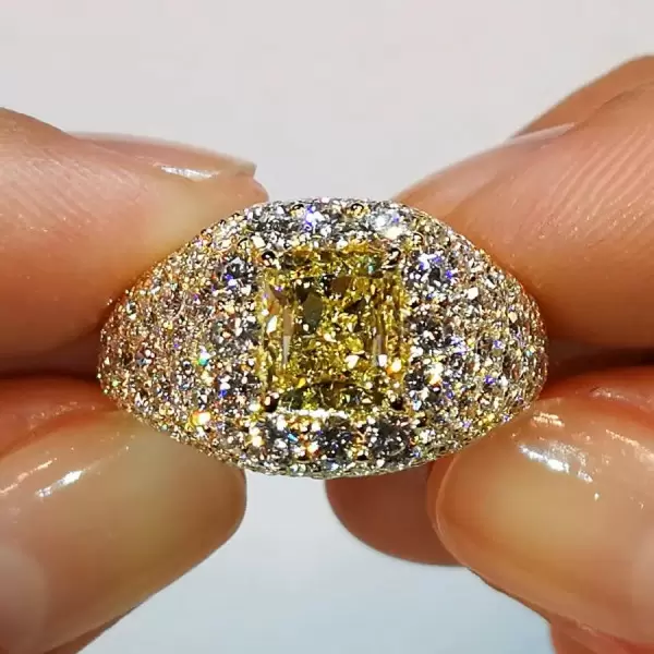 2ct Radiant Cut Yellow Sapphire Pave Engagement Ring