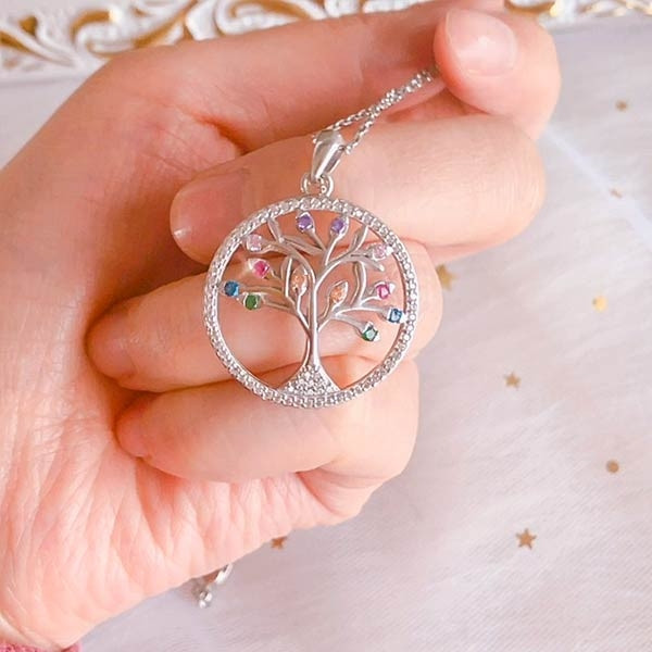 Handmade Colorful Tree Pendant Sterling Silver