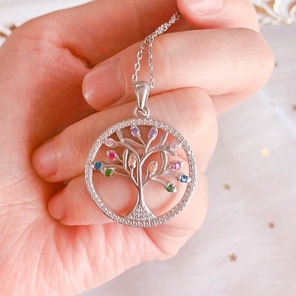 Handmade Colorful Tree Pendant Sterling Silver