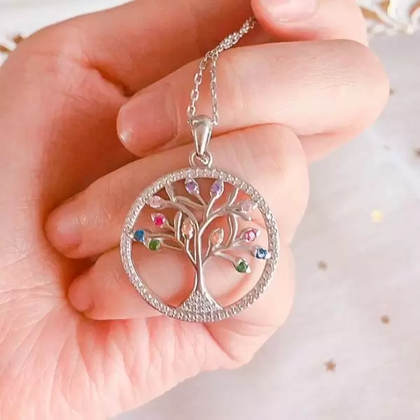 Handmade Colorful Tree Pendant Sterling Silver