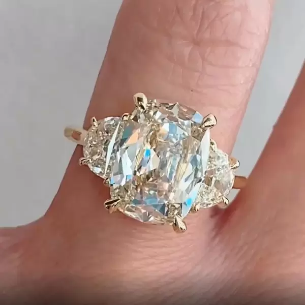 3.5ct Cushion Cut Three Stone Engagement Ring