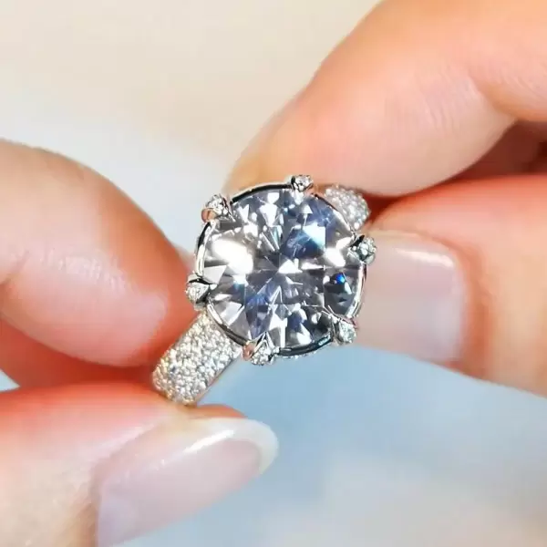 4ct Round Cut White Sapphire Engagement Ring