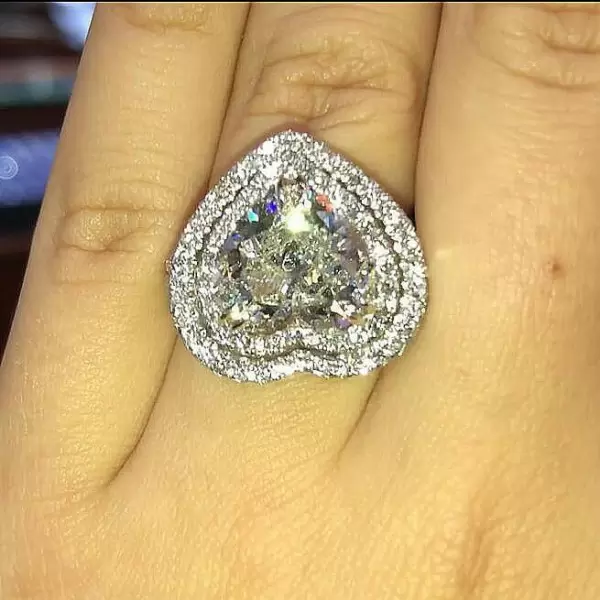 3.5ct Heart Cut White Sapphire Double Halo Engagement Ring