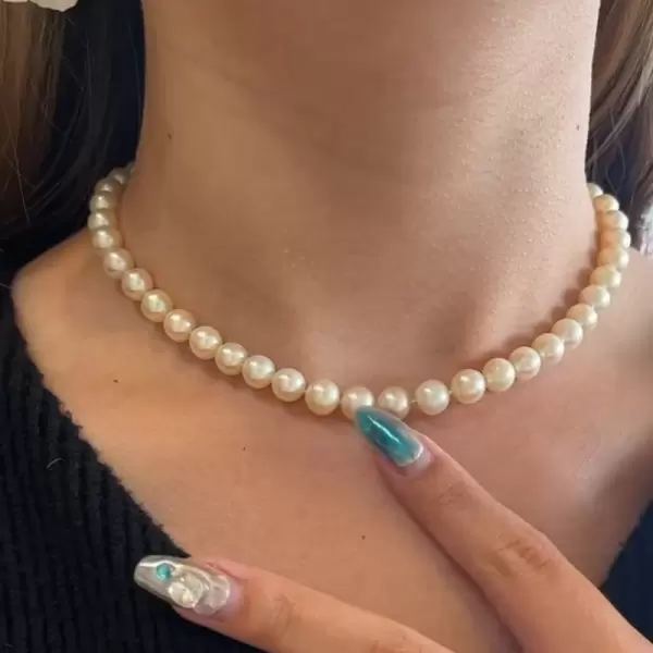 6MM Created Pearl Statement Necklace