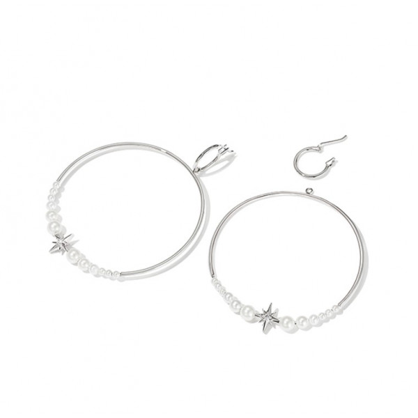 Handmade Large Circle Earrings Imitation Pearl Earrings