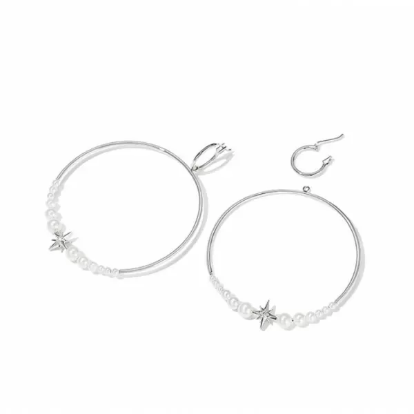 Handmade Large Circle Earrings Imitation Pearl Earrings