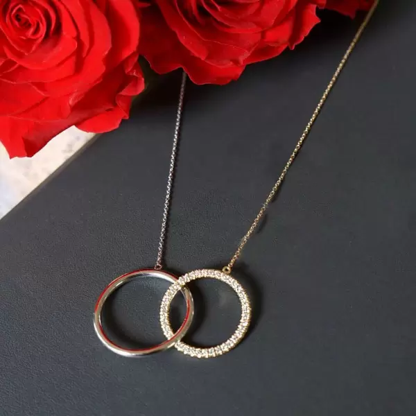 Handmade 3 Colors Circle with Gemstones Pendant Necklace