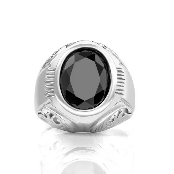 Handmade Oval Cut 925 Sterling Silver Men's Ring