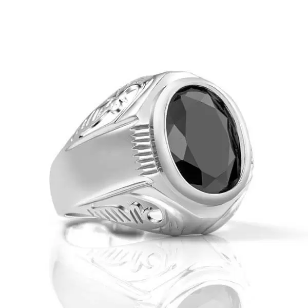 Handmade Oval Cut 925 Sterling Silver Men's Ring