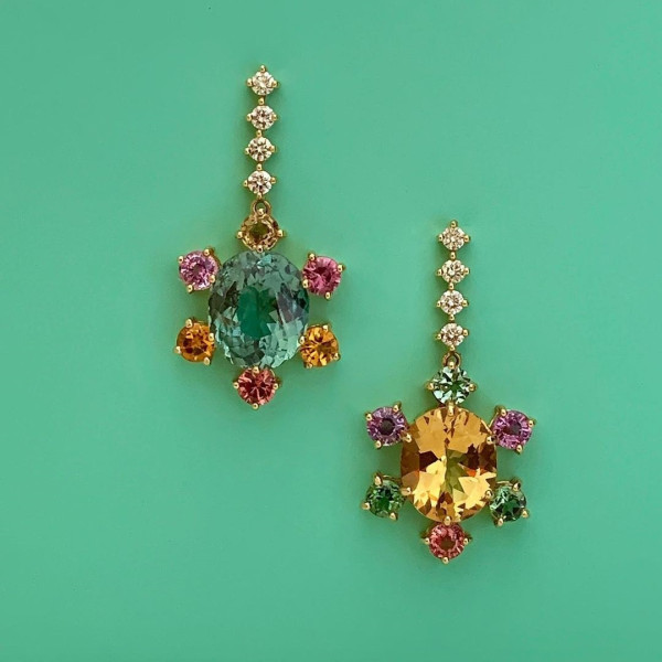 12ctw Multicolor Sapphire Drop Earrings