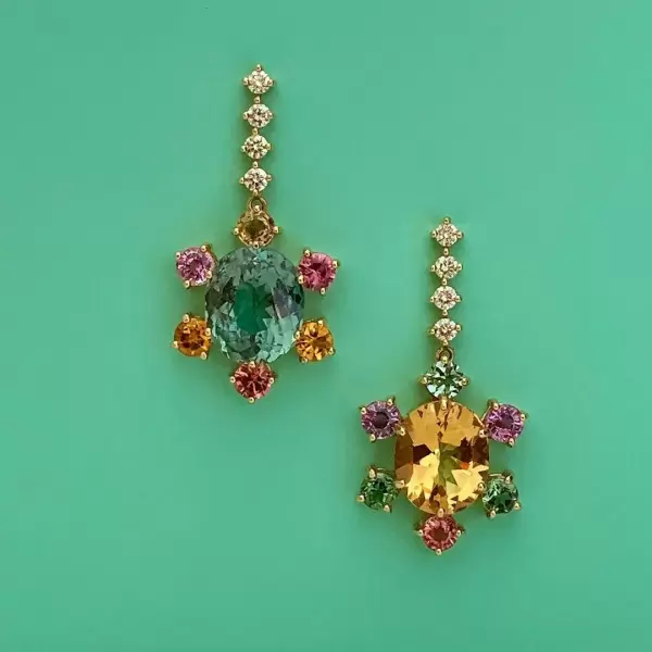 12ctw Multicolor Sapphire Drop Earrings