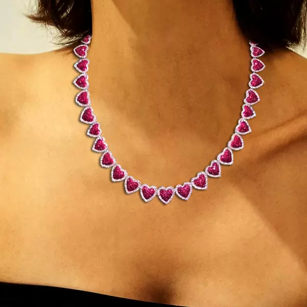39ctw Halo Paved Heart Statement Necklace