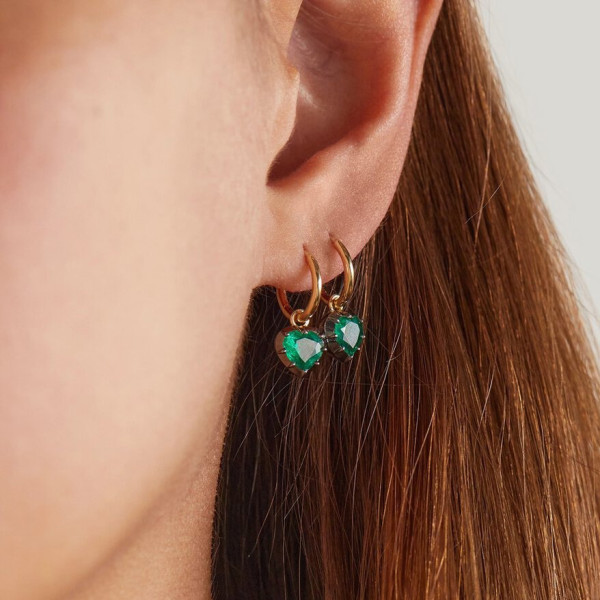 4ctw Two Tone Heart Cut Emerald Dainty Earrings