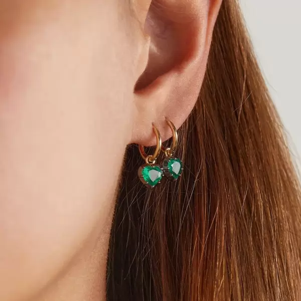 4ctw Two Tone Heart Cut Emerald Dainty Earrings
