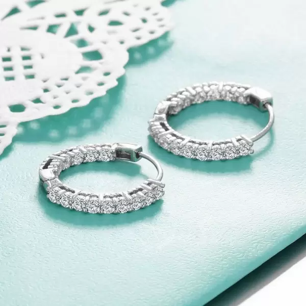 Round Cut White Sapphire Hoop Earrings
