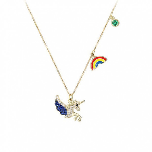 Unicorn Rainbow Necklace In Silver