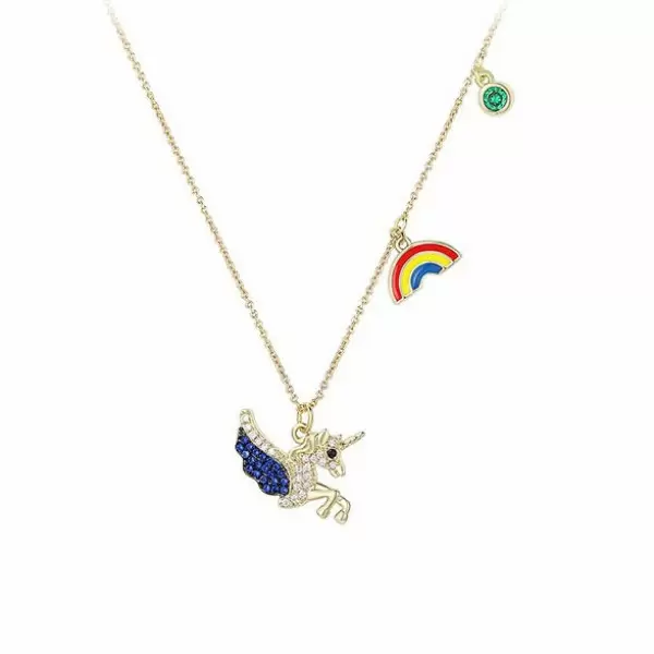 Unicorn Rainbow Necklace In Silver