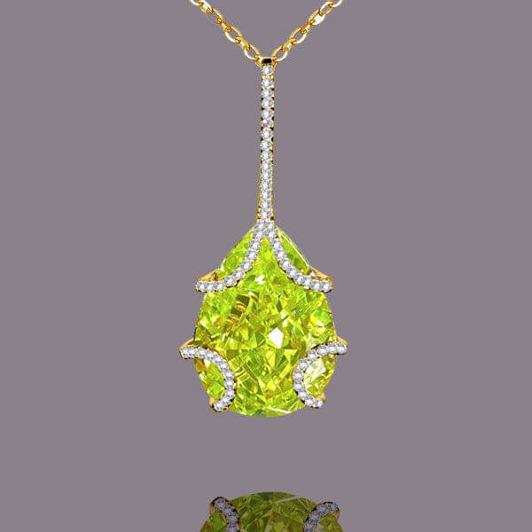10.2ct Pear Cut Peridot Pendant Necklace