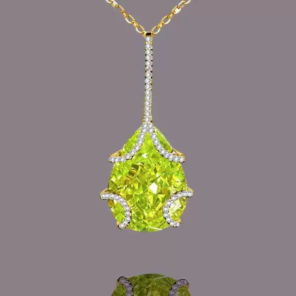 10.2ct Pear Cut Peridot Pendant Necklace
