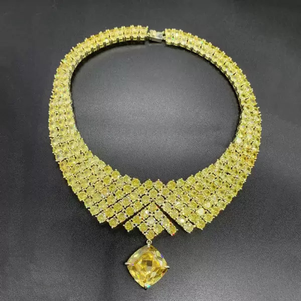 Cushion Cut Yellow Sapphire Statement Choker Necklace
