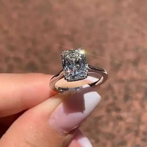 3.5ct Radiant Cut White Sapphire Engagement Ring