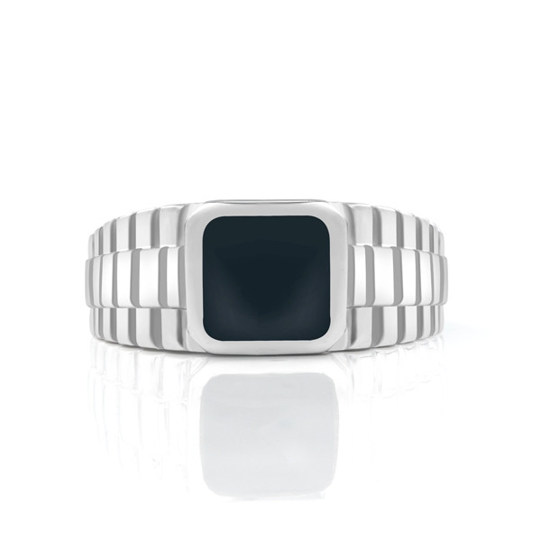 Handmade Black Lab-created Gemstone Sterling Silver Men's Ring