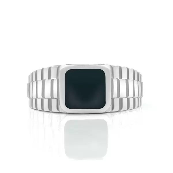 Handmade Black Lab-created Gemstone Sterling Silver Men's Ring
