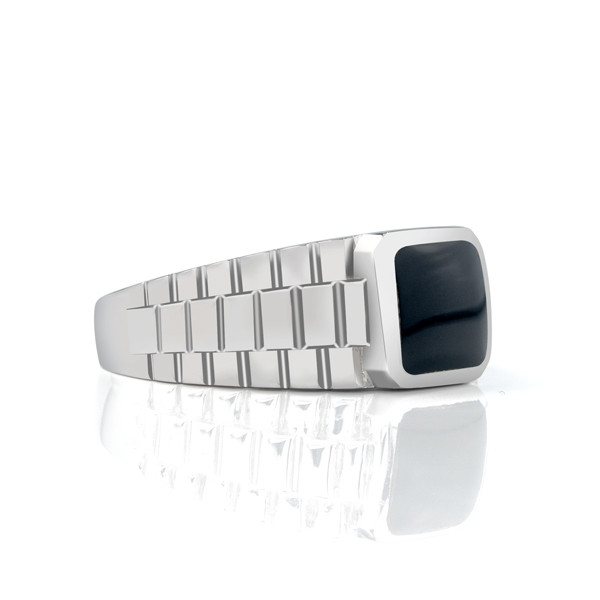 Handmade Black Lab-created Gemstone Sterling Silver Men's Ring