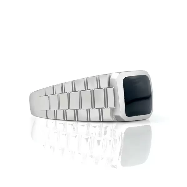 Handmade Black Lab-created Gemstone Sterling Silver Men's Ring