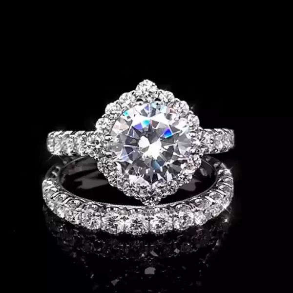 4ct Halo Round Cut White Sapphire Bridal Set